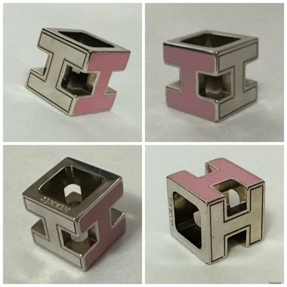 Hermès AUTHENTIC H Cube Cage d’H d’Ash Silver Bubblegum Pink Block Pendant - Picture 15 of 16
